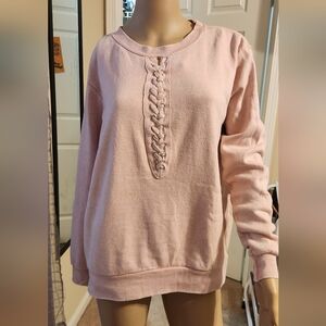 Ocean Drive Blush Lace-Up Top